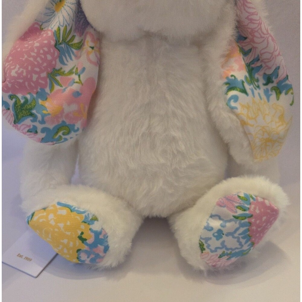 NWT Lilly Pulitzer Plush Bunny Rabbit Floral Ears Feet White Easter 9" - Picture 4 of 10